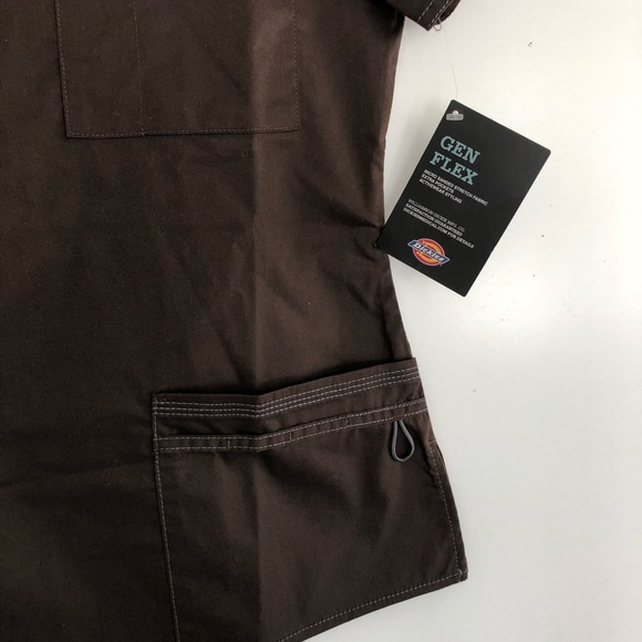 Dickies Gen Flex Scrub Top Brown Size XS - Picture 4 of 6